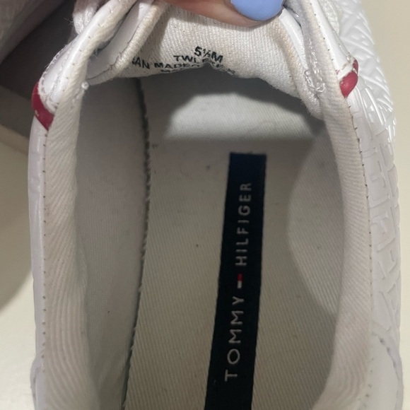 Tommy Hilfiger White and Red Embossed Sneakers - Picture 9 of 9